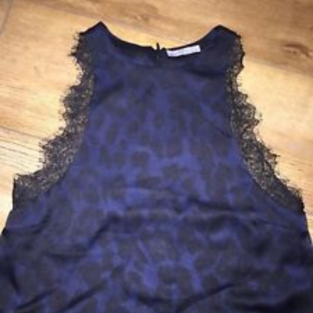Navy/black Leopard dress with lace - Picture 3 of 4
